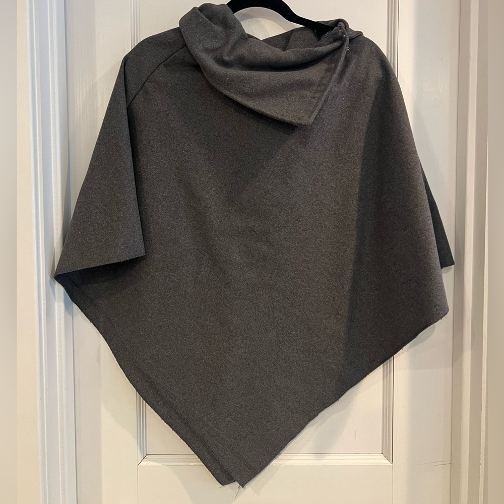 Gray Wool Blend Stylish Poncho